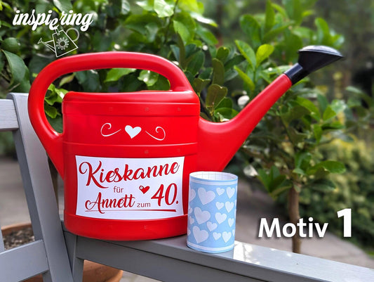 Personalisierte Kieskanne Rot Kunststoff