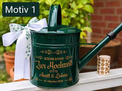 Personalisierte Kießkanne Grünes Metall