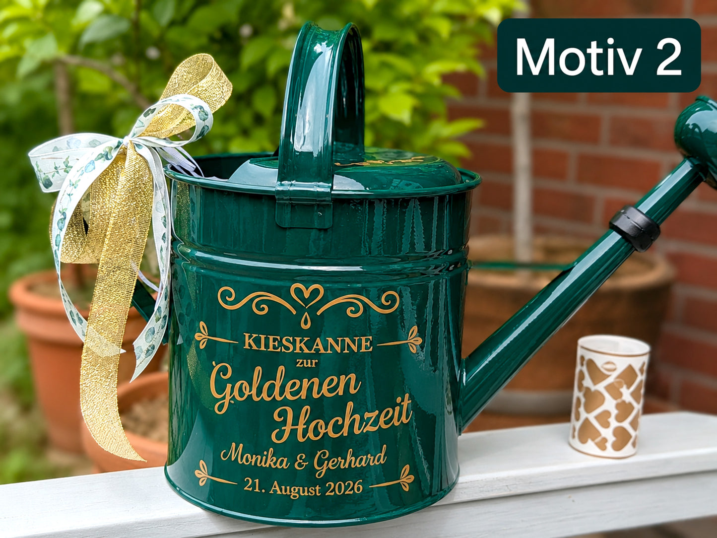 Personalisierte Kießkanne Grünes Metall