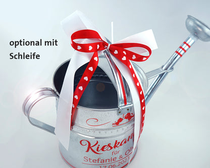Personalisierte Kieskanne Rot Metall
