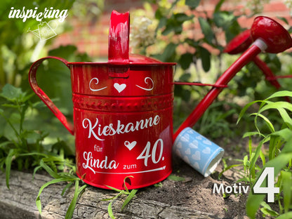 Personalisierte Kieskanne Rot Metall