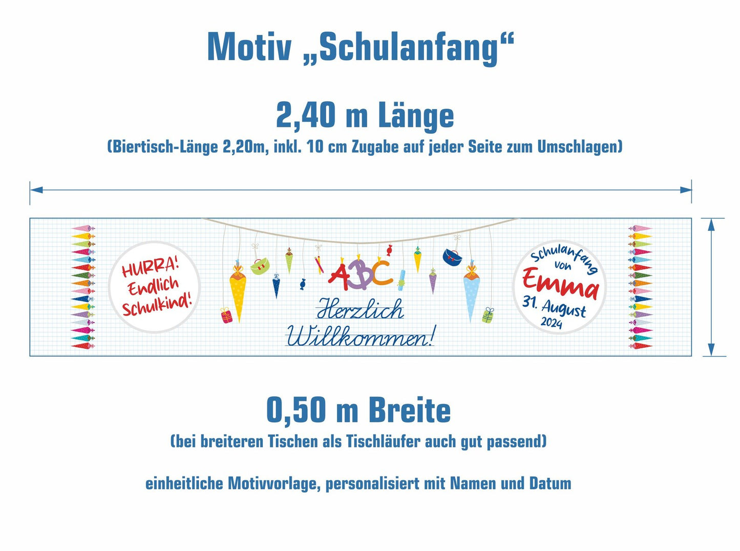 Personalisierte Tischdecke "Schulanfang"