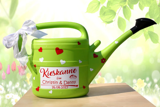 Personalisierte Kieskanne Grün Kunststoff