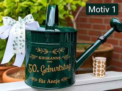 Personlasierte Kießkanne Grünes Metall