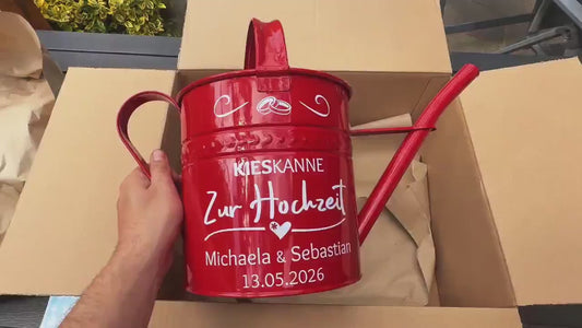 Personalisierte Kieskanne Rot Metall